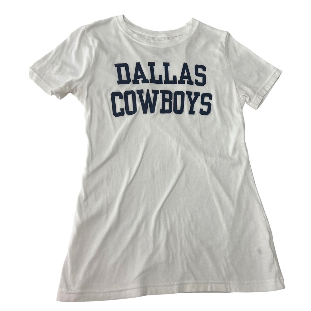 Dallas Cowboys Her Style Womens White Graphic T-Shirt Navy Blue Size M